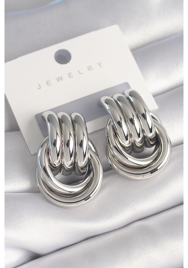 Ezoconcept Pirinç Gümüş Renk Sarmal Model Kadın Küpe