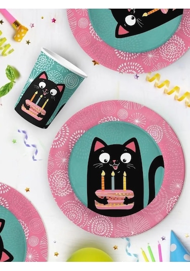 Nd Plej Tek Kullanımlık Tabaklar Ve Bardaklar Kedi 31343722 30
