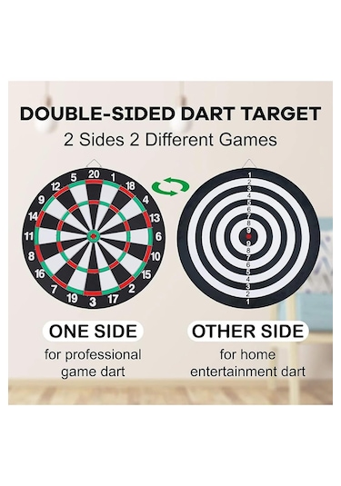 Büyük Boy Dart Seti 36 Cm Çift Taraflı Dart Hedef Tatası 6 Oklu