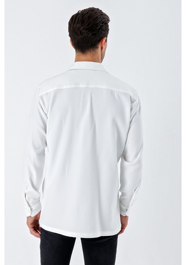 Bigdart 20193 Oversize Erkek Gömlek - Beyaz 001