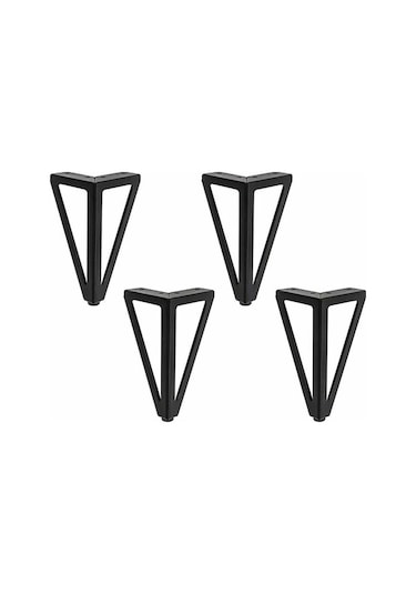 Novahub 4'lü Yedek Mobilya Ayağı Seti, 15cm, Üçgen, Siyah, Paslanmaz Demir, Kendin Yap Masa Ayakları -