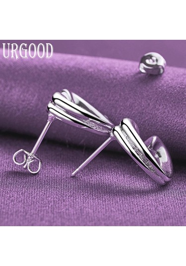 925 Ayar Gümüş Kalp Şeklinde Küpe Hediye Moda Takı