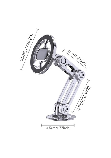Tenfowee 2024 Yeni Araç İçi Manyetik Telefon Tutucu - 360 Dönebilir, Katlanabilir, Güçlü Yapışkanlı, Evrensel Tasarım GÜMÜŞ