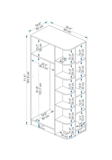 Arnetti 3 Kapaklı Gardırop Raflı Luses Gardırop Atlantik Çam Bej