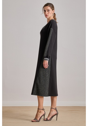 Bilekte Boy Siyah Örme Elbise Siyah