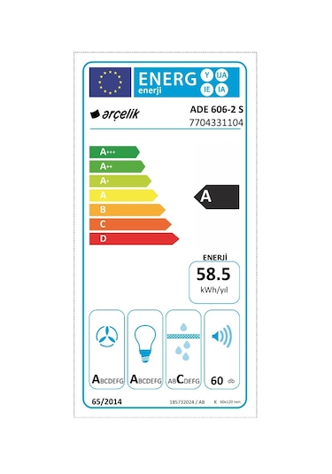 Arçelik ADE 606-2 S Duvar Tipi Ankastre Davlumbaz Siyah