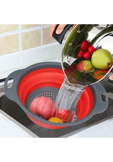 Periboia Silikon Hazneli Katlanabilir Süzgeç Karışık Renkli