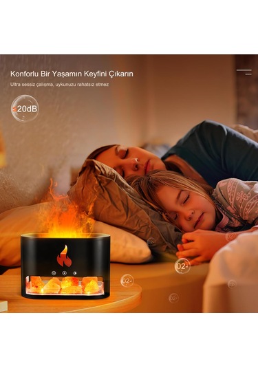 Şömine Hava Nemlendiricisi 4 Renkli Alevli Ve Doğal Taş Hediyeli