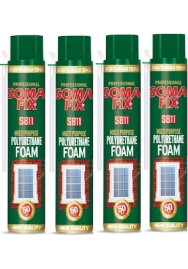 4 Ad 750 ML Somafix Poliüretan Köpük Iç Çelik Kapı Pimapen Montaj