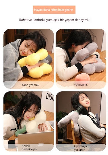 Pembe Çiçekli Masa Şekerleme Ofis Şekerleme Yastığı 40 30 25 Cm