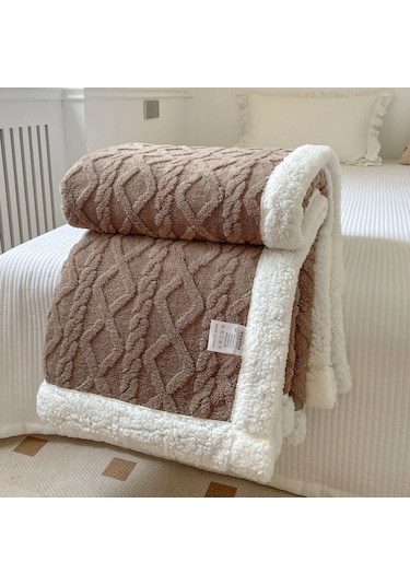 Hqgoodstore Yeni Ev Basit Düz Renk Kalın Kuzu Kadife Çift Yumuşak Tek Battaniye Kahverengi 150 200cm Kahve