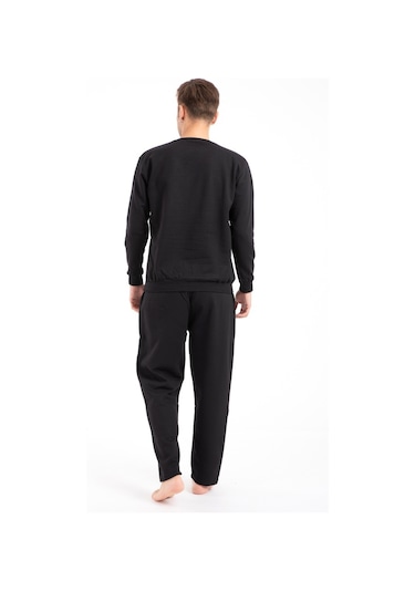 Tampap Baskılı Erkek Eşofman Takımı - Siyah