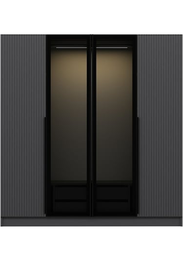 Kale Plus210 4 Mebran Kapaklı 2ç Dolap Antrasit Mebran Füme Cam