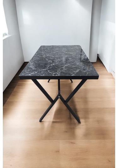 Perla Siyah Mermer Desenli Çok Amaçlı Mutfak Ve Çalışma Masası Siyah Mermer