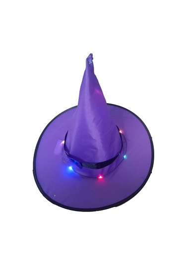 Cadılar Bayramı Parti Dekorasyonu Led Işıklı Şapkalar Lıla Mor Çok Renkli