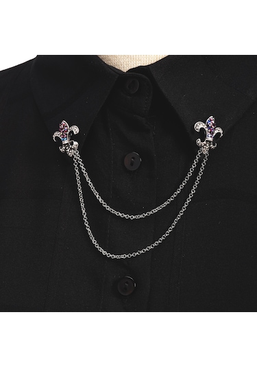 Coolmenclub Fleur De Lis Figürlü Gömlek Yaka İğnesi Gümüş