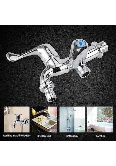 Bosphorusboutique02 Boyouyou Çift Ağızlı Saplı Musluk, G1/2 Mor, Çamaşır Makinesi Lavabo Banyo, Çok Amaçlı, Krom Abs Mor