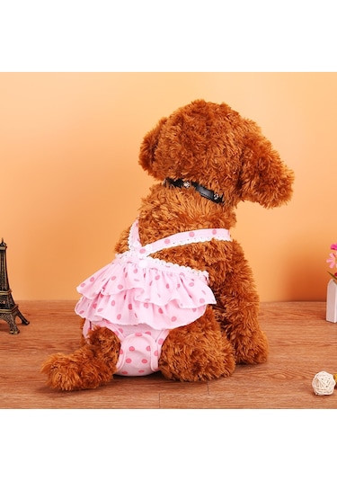 Pet Köpek Polka Dot Etek Ve Önlük Fizyolojik Pantolon Için Adet Fizyolojik Pantolon, Boyut: L Pembe