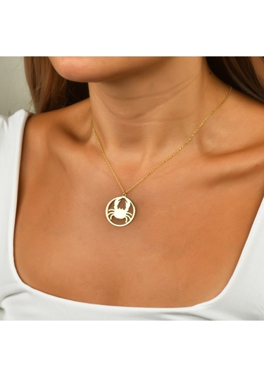 Çember Yengeç Burcu Gümüş Kolye - Gümüş Gümüş