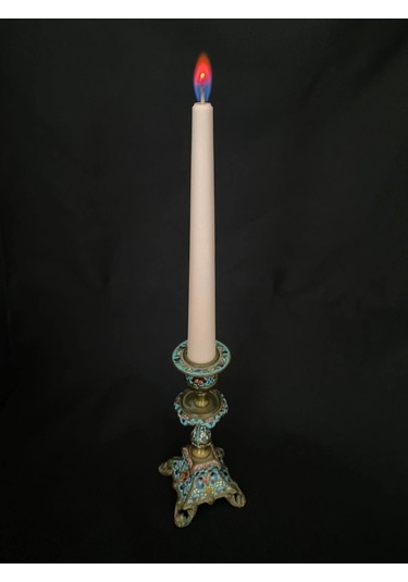 Çift Renkli Alevli Şamdan Mumu 20 Cm Pembe