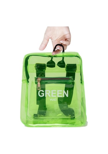 Renkli Şeffaf Mini Sırt Çantası Yeşil
