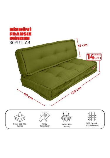 Xpermate Bisküvi Minder Petek Önü Fransız 60x120x14 Yeşil