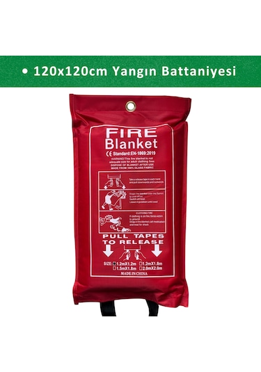 Ev Tipi Yangın Seti Mutfak Yangın Tüpü 120 x 120 CM - Yangın Battaniyesi 1 KG