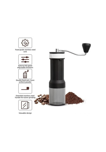 Novahub 40 Kademeli Ayarlanabilir Kahve Değirmeni - Siyah Paslanmaz Çelik Bıçaklı Siyah