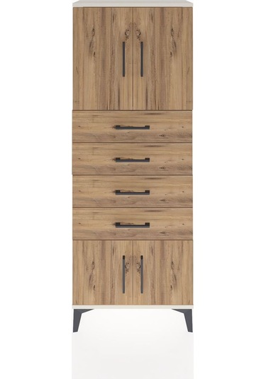 Arges Dolap 2 Raflı 4 Çekmeceli 4 Kapaklı 60x30x163 Aytaşı-çam Aytaşı