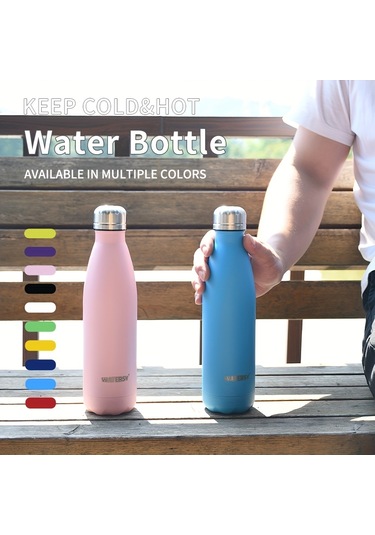 500ml Çift Duvarlı Paslanmaz Çelik Metal Su Şişeleri, Günlük Kullanım İçin Vakumlu Termos Mor