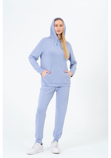 Kadın Yumuşak Kumaş Kapşonlu Eşofman Takımı Çok Renkli