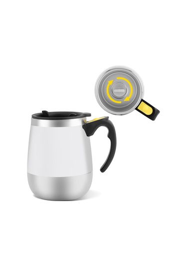 Lemestar Beyaz Otomatik Manyetik Karıştırıcı Kupa - Paslanmaz Çelik Isı Yalıtımlı, Gezginler İçin Spillproof, Kahve Şeker Krema Hızlı Karıştırma Beyaz