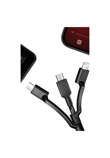 C89 Nyloflex 3in1 1.5m 3a Usb To Type-c / Lightning / Micro Hızlı Şarj Kablo - Siyah
