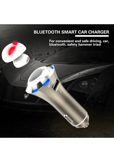 Sones A8 3'ü 1 Arada Bluetooth Kulaklık Ve Güvenlik Çekiç Ve Araç Şarj Cihazı, Eller Serbest Arama Desteği Ve Usb Hızlı Şarj Cihazı Fonksiyonu