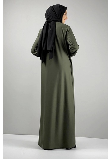 Moda Çizgi Namaz Elbisesi Haki