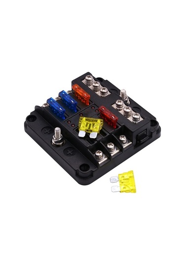 Novahub Siyah 1 Giriş 6 Çıkışlı Sigorta Kutusu - 32v Dc, 30a, Led Gösterge, Kablo Uygun 30