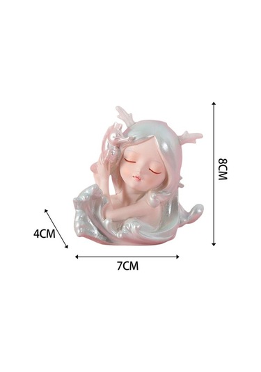 Opulentliving Ofis Dekorasyonu Sevimli Küçük Kız Figürü Doğum Günü Hediyesi 8 Cm Reçine Küçük