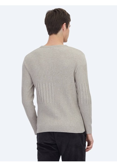 Vizon Bisiklet Yaka Jakarlı Triko Kazak Vizon