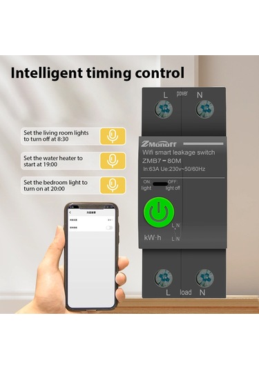 2p Akıllı Devre Kesici Tuya App Wifi Etkinleştirilmiş Siyah