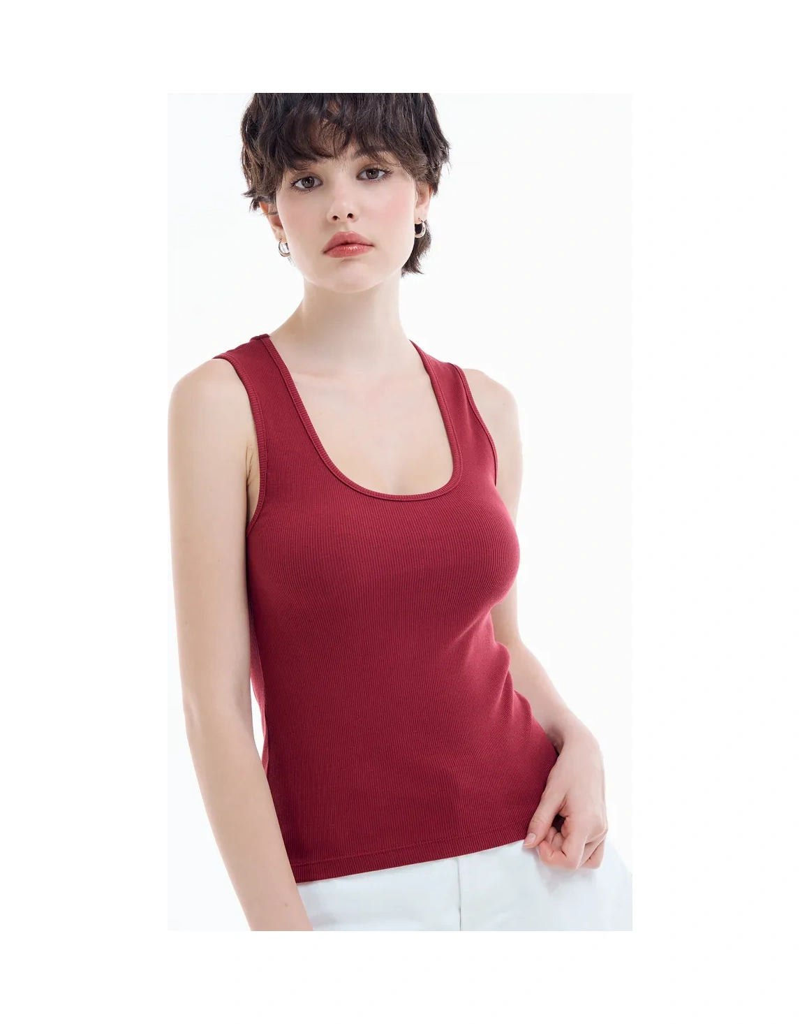 Tvoe Geniş Askılı Çizgili Atlet 436014736 Bordo