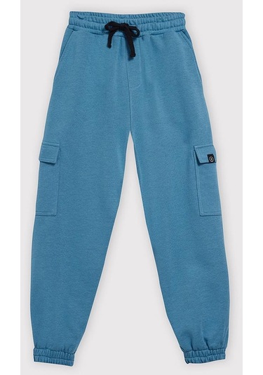Kids Boy Kargo Cepli Loose Fit Mavi Jogger Mavi