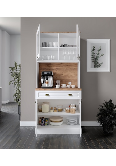 Gözde 2 Kapaklı Kahve Köşesi 93 Cm Mdf Led Aydınlatmalı