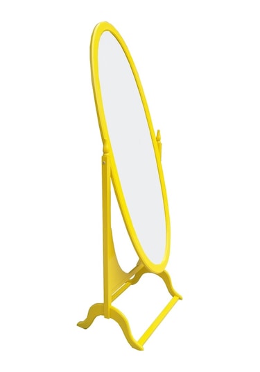 Boy Ayna Oval Model Ahşap Parlak Sarı Boya Natüre Klasik Ahşap M Ahşap