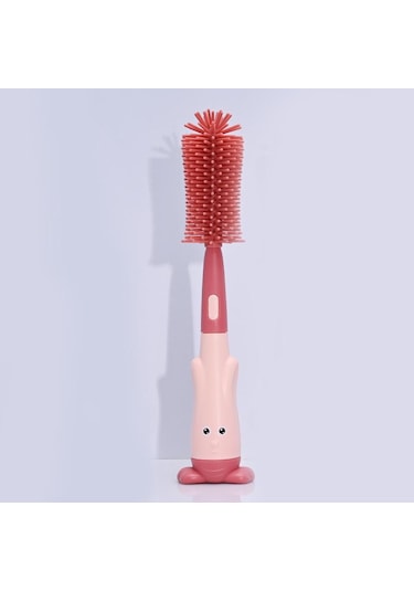 Kırmızı Emzik Şişe Fırçası Bebek Süt Şişesi Temizleme Fırçası Silikon Bardak Fırça Temizleme Aracı