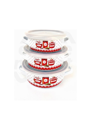 Protocol London İtalyan Emaye Saklama Kabı 3'lü Desenli