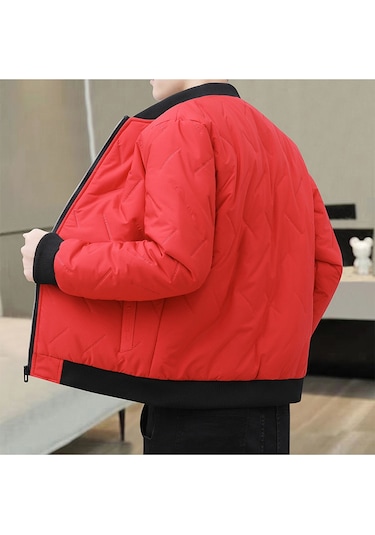 Kış Gençlik Beyzbol Yaka Kalınlaştırılmış Sıcak Erkek Pamuklu Dolgulu Ceket Siyah