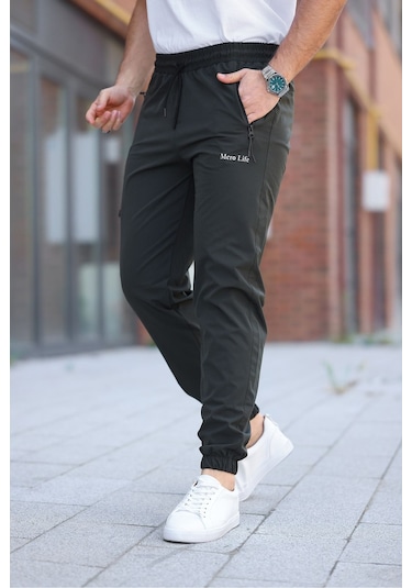 Erkek Haki Eşofman Altı Kaliteli Paraşüt Kumaş Haki