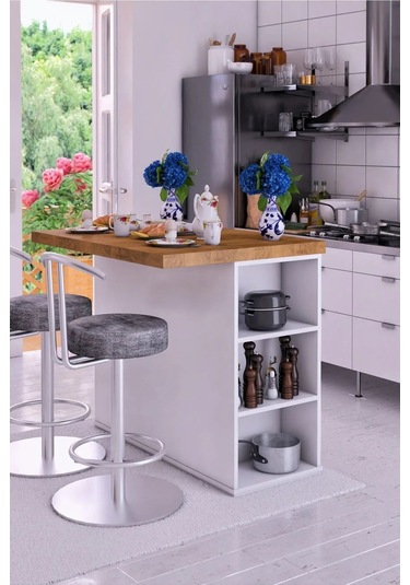 Noma Mdf Mutfak Adası Mutfak Dolabı Ada Mutfak Yemek Masası Ceviz