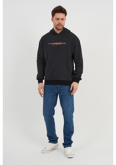 Alexandergardı Özel Unisex Baskılı Kapüşonlu Kanguru Cepli Sweatshirt Unx-0017602 Antrasit