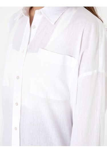 Pierre Cardin Kadın Beyaz Gömlek Desenli 50313128-vr013 Beyaz